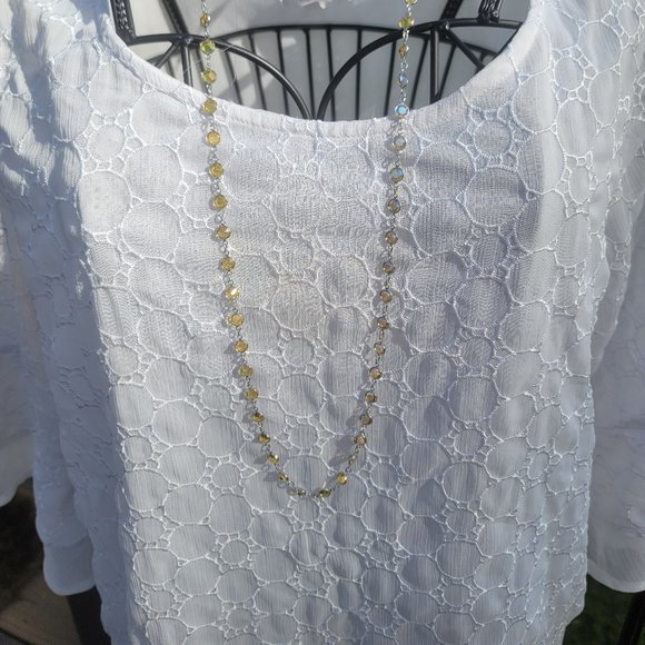 HP! $3/$33 Maurices white top, lightweight lacey print, size L, EUC - Picture 2 of 10